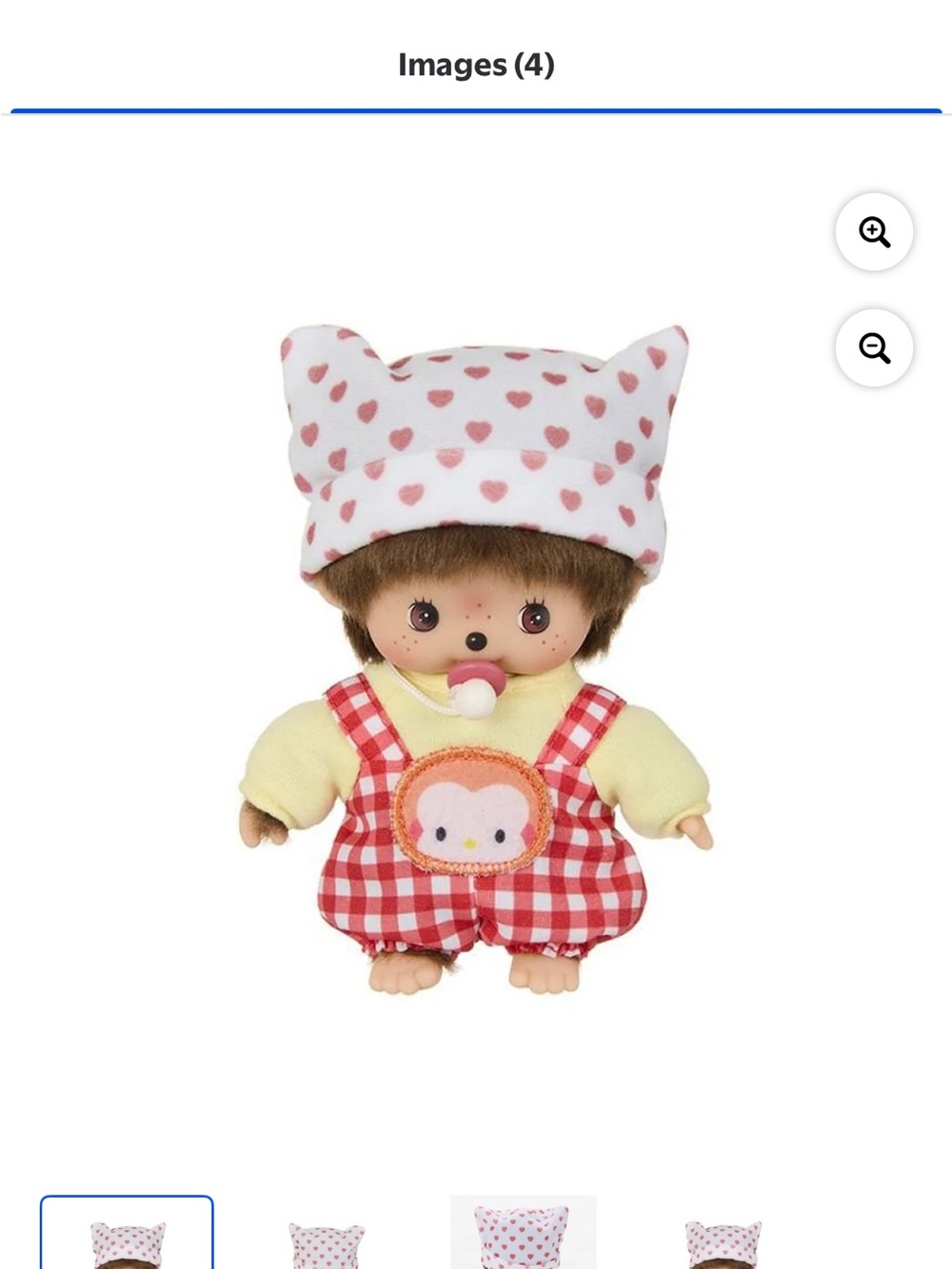 Monchhichi x Hello Kitty Gingham Bebichhichi 5.5” Plush Toy - Picture 4 of 7